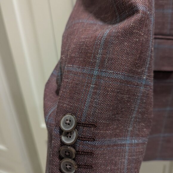 Men's Joseph Abboud Wine Plaid Blazer Size 42S - NWT - Picture 6 of 6